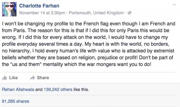 Illustration de l'article : As a Parisian, she refuses to put up a profile picture with the French flag. Here's why: