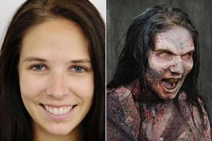 Illustration de l'article : 12 zombies before and after their makeup for The Walking Dead