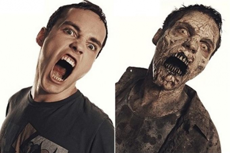 Illustration de l'article : 12 zombies before and after their makeup for The Walking Dead