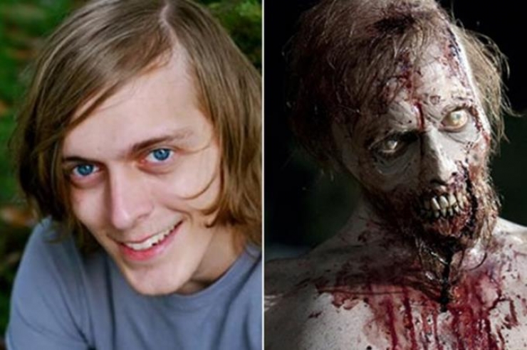 Illustration de l'article : 12 zombies before and after their makeup for The Walking Dead