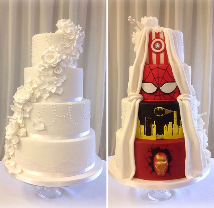 Illustration de l'article : She wanted a traditional wedding cake, he wanted one more geek. They came to a compromise.