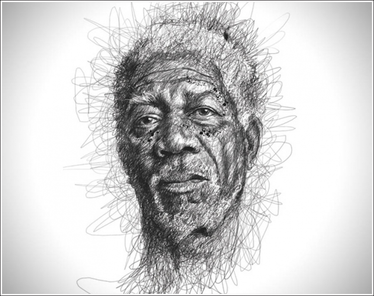 Illustration de l'article : This man draws celebrities and the tip of his pencil never leaves the sheet! An impressive performance...