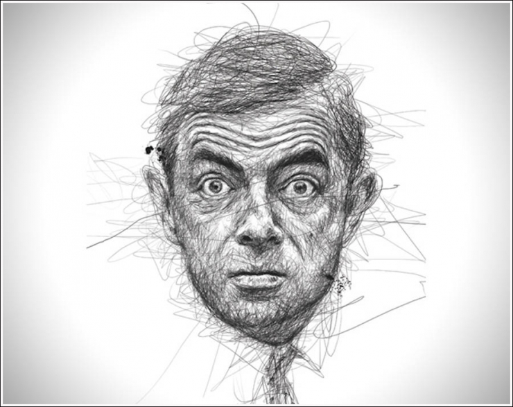 Illustration de l'article : This man draws celebrities and the tip of his pencil never leaves the sheet! An impressive performance...