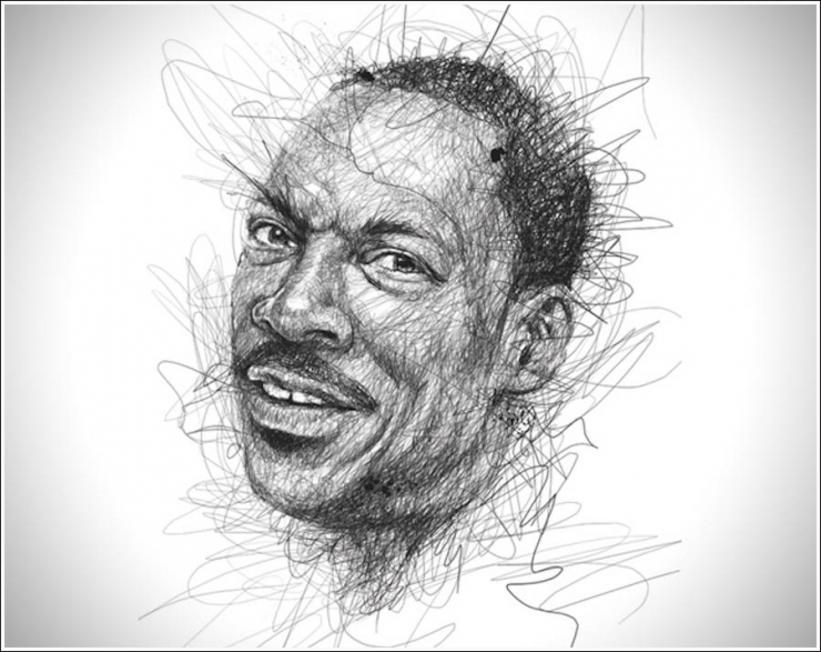 Illustration de l'article : This man draws celebrities and the tip of his pencil never leaves the sheet! An impressive performance...