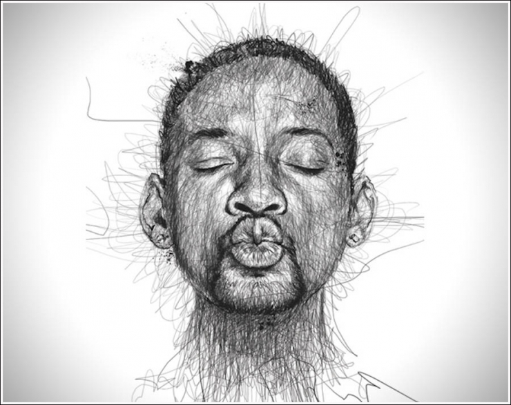 Illustration de l'article : This man draws celebrities and the tip of his pencil never leaves the sheet! An impressive performance...