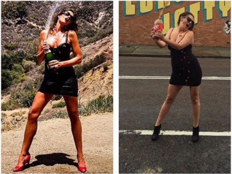 Illustration de l'article : She mocks Instagram celebrities by recreating their photos to show that they are only staged...