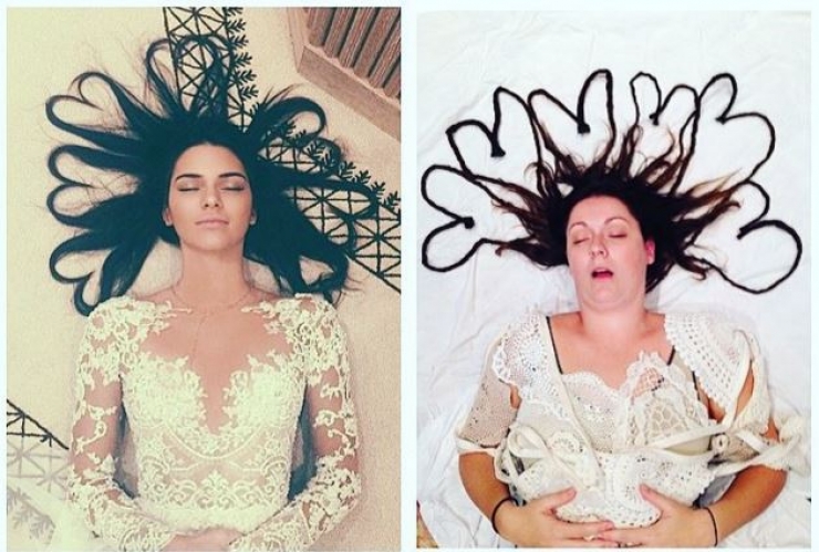 Illustration de l'article : She mocks Instagram celebrities by recreating their photos to show that they are only staged...