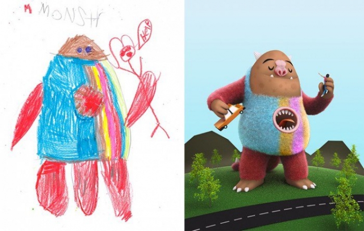 Illustration de l'article : When artists decide to bring children's drawings of monsters to life...
