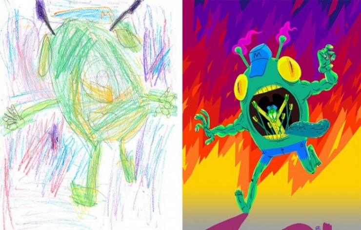 Illustration de l'article : When artists decide to bring children's drawings of monsters to life...