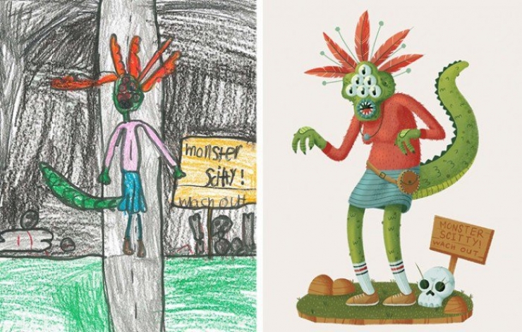 Illustration de l'article : When artists decide to bring children's drawings of monsters to life...