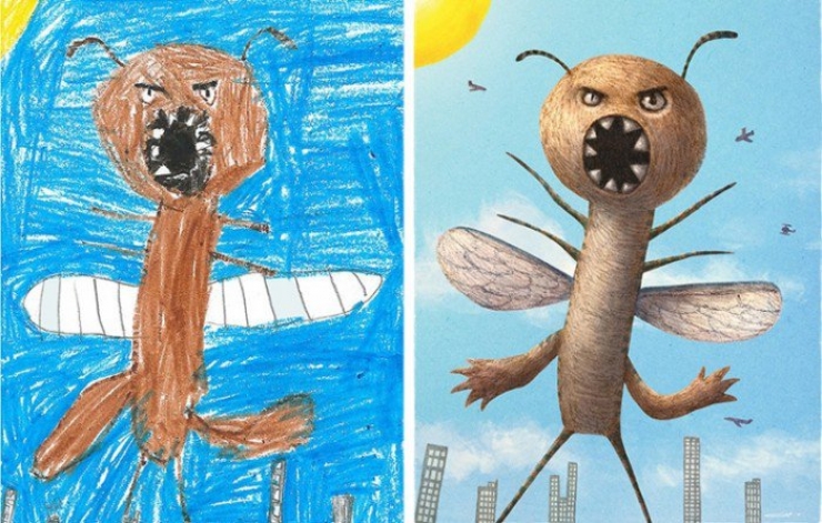 Illustration de l'article : When artists decide to bring children's drawings of monsters to life...