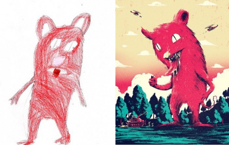 Illustration de l'article : When artists decide to bring children's drawings of monsters to life...