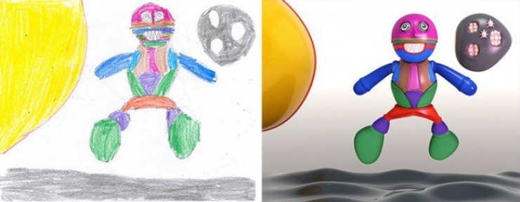 Illustration de l'article : When artists decide to bring children's drawings of monsters to life...