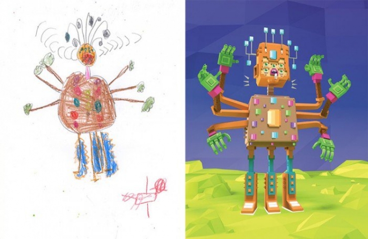 Illustration de l'article : When artists decide to bring children's drawings of monsters to life...