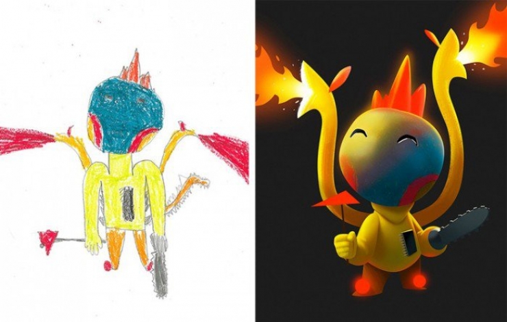 Illustration de l'article : When artists decide to bring children's drawings of monsters to life...