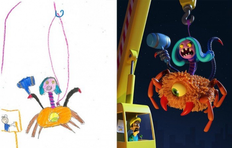 Illustration de l'article : When artists decide to bring children's drawings of monsters to life...