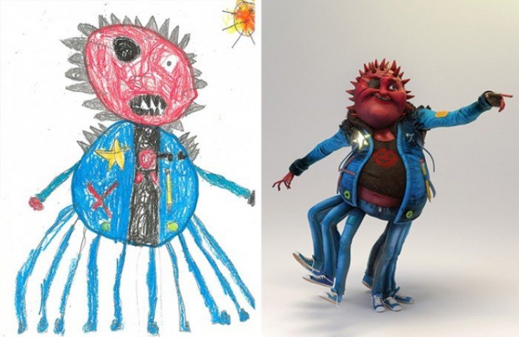 Illustration de l'article : When artists decide to bring children's drawings of monsters to life...