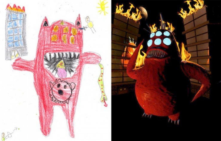 Illustration de l'article : When artists decide to bring children's drawings of monsters to life...