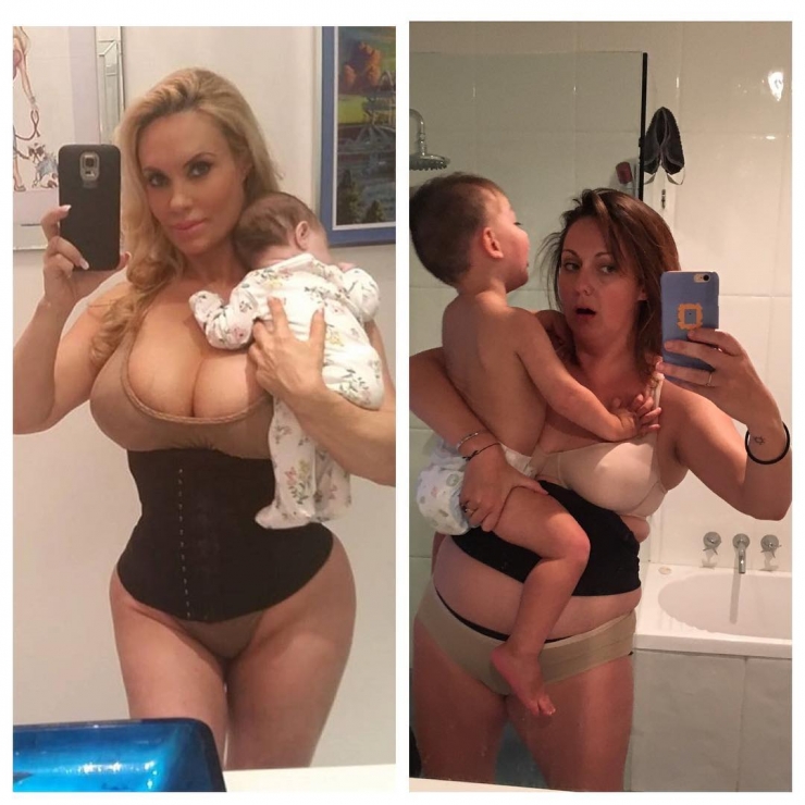 Illustration de l'article : Mom on Instagram vs. Mom in real life: She parodies deceivingly perfect celebrity photos with infectious humor!