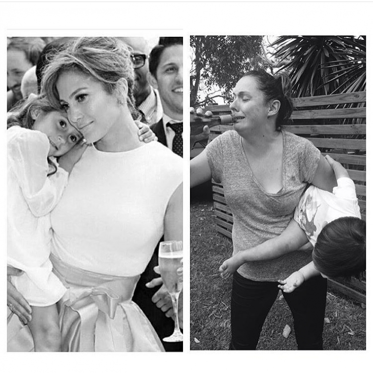 Illustration de l'article : Mom on Instagram vs. Mom in real life: She parodies deceivingly perfect celebrity photos with infectious humor!