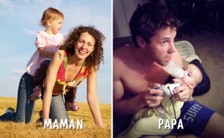 Illustration de l'article : These 14 photographs show the differences between the parenting styles of mothers and fathers...