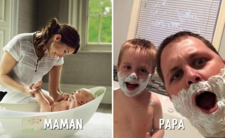 Illustration de l'article : These 14 photographs show the differences between the parenting styles of mothers and fathers...