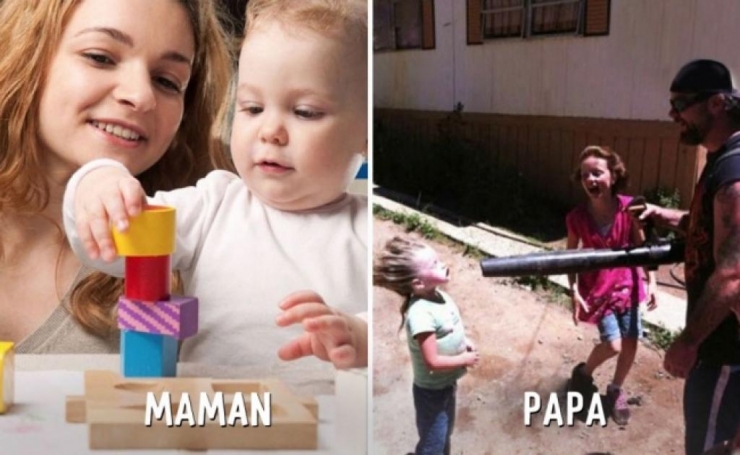 Illustration de l'article : These 14 photographs show the differences between the parenting styles of mothers and fathers...