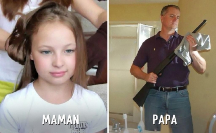 Illustration de l'article : These 14 photographs show the differences between the parenting styles of mothers and fathers...