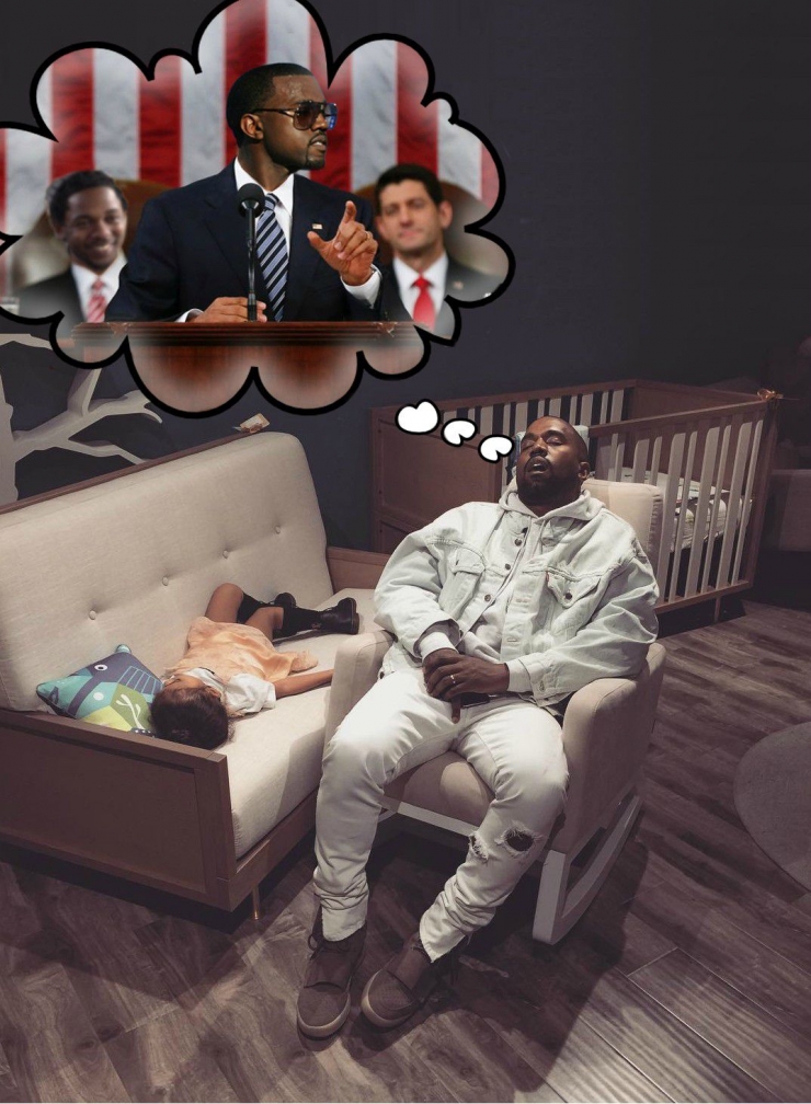 Illustration de l'article : Kanye West falls asleep and internet users have some fun Photoshopping him...
