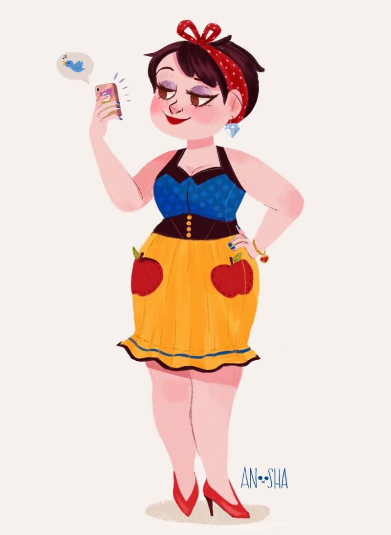 Illustration de l'article : 10 illustrations of Disney princesses as modern day girls!