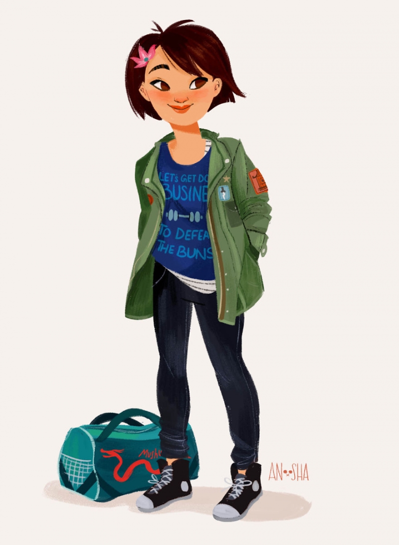 Illustration de l'article : 10 illustrations of Disney princesses as modern day girls!
