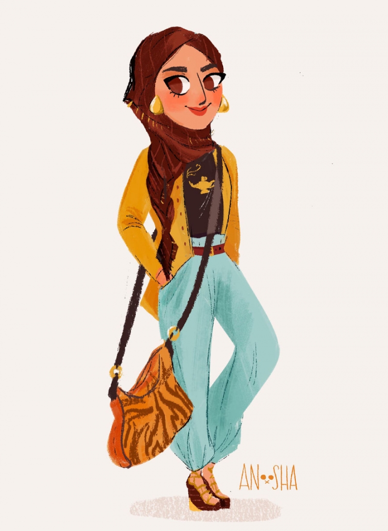 Illustration de l'article : 10 illustrations of Disney princesses as modern day girls!