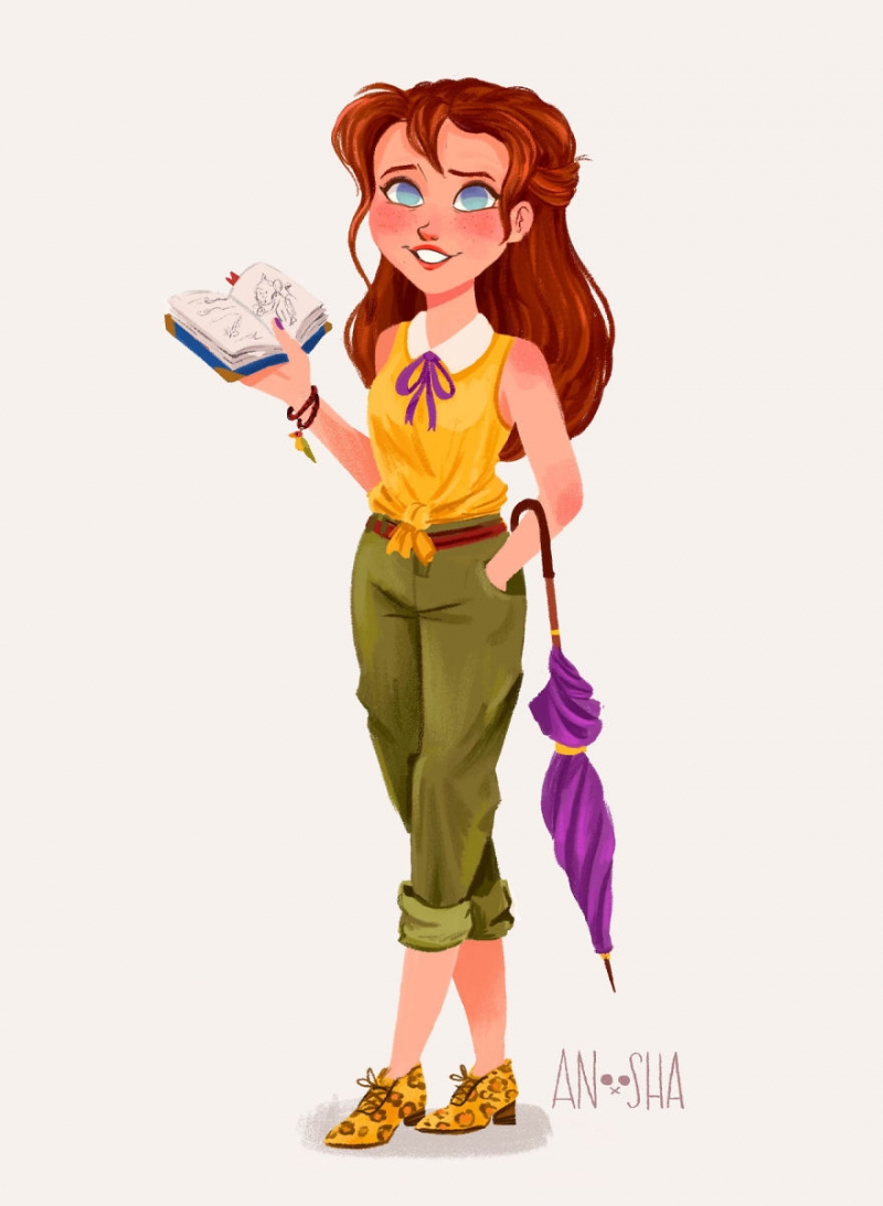 Illustration de l'article : 10 illustrations of Disney princesses as modern day girls!