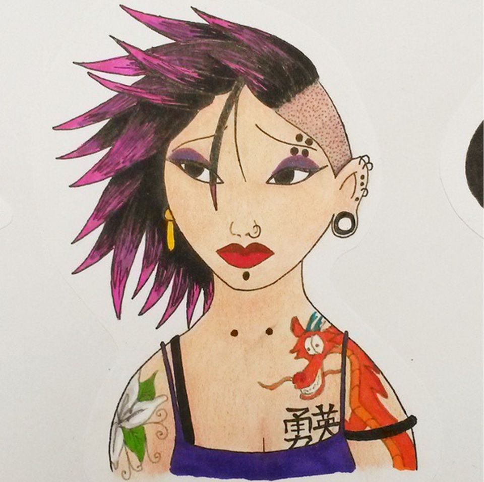 Illustration de l'article : Top 19 Disney princesses with tattoos and piercings in badass style!