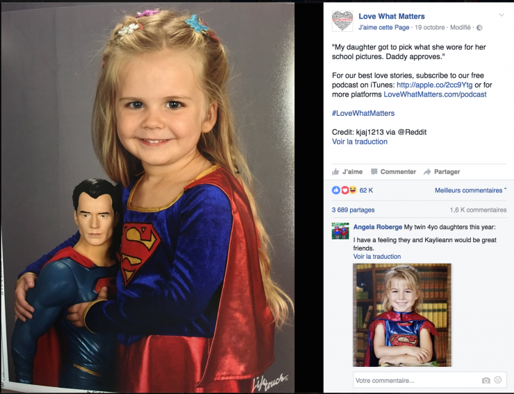 Illustration de l'article : For her class picture, her dad agreed to let her choose her outfit all by herself! The results: she surprised everyone with her hero...