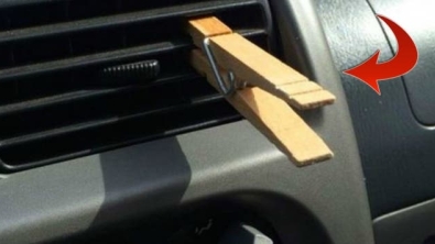 Illustration : By placing a clothespin on her car's air vent, she shows us a brilliant trick!