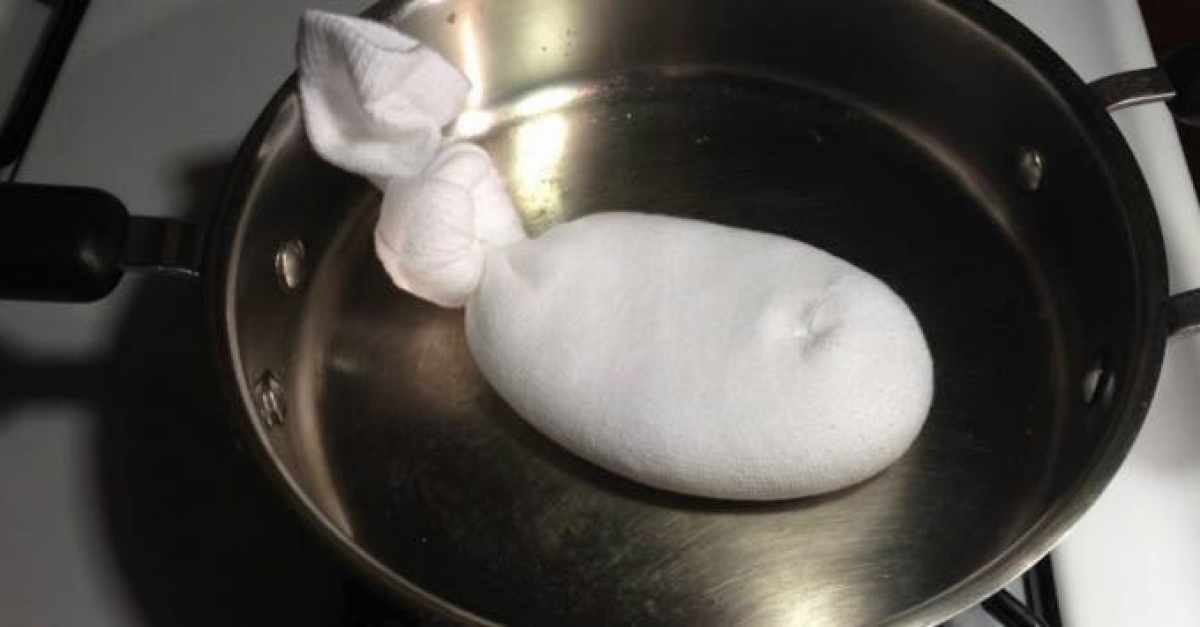 She fills a sock with salt and puts it in a skillet... A genius idea!