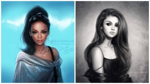 Illustration : "What would some celebrities look like if they were Disney characters?"