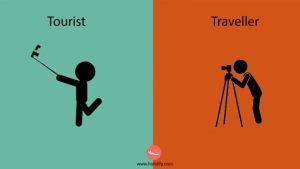 Illustration : "10 illustrations that show the biggest differences between travellers and tourists"