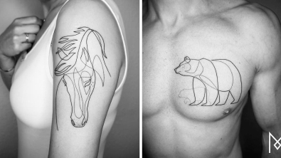 Illustration : "20 beautiful tattoos created using a single continuous line"
