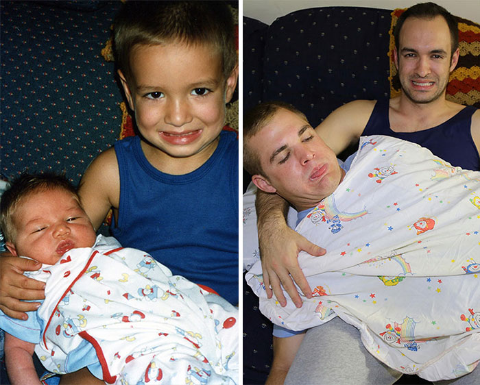 Illustration de l'article : 30 brothers and sisters who reproduced their childhood photos
