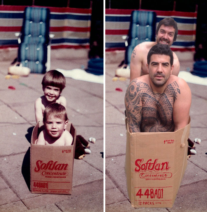 Illustration de l'article : 30 brothers and sisters who reproduced their childhood photos