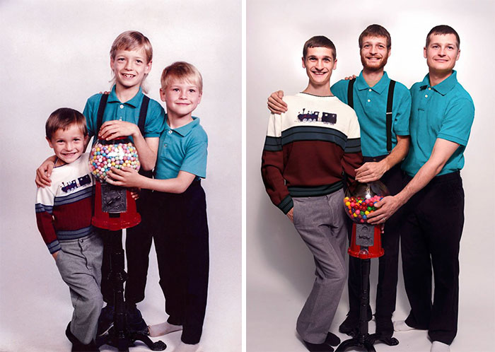 Illustration de l'article : 30 brothers and sisters who reproduced their childhood photos