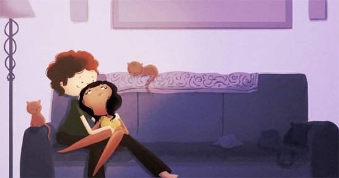 Illustration de l'article : 20 illustrations that show the little moments of happiness in the everyday life of a couple!