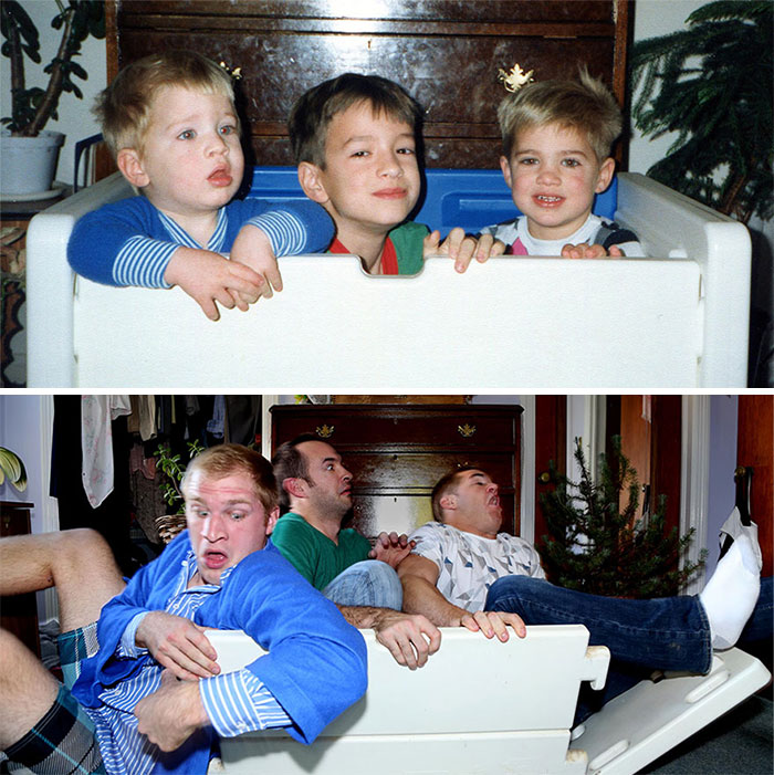 Illustration de l'article : 30 brothers and sisters who reproduced their childhood photos