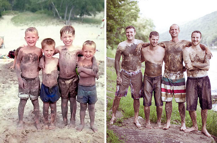Illustration de l'article : 30 brothers and sisters who reproduced their childhood photos