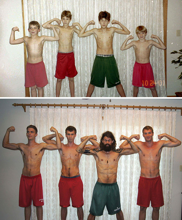 Illustration de l'article : 30 brothers and sisters who reproduced their childhood photos